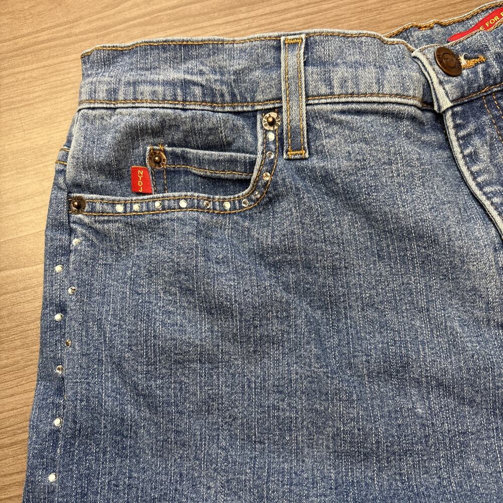 NYDJ Women's Blue Jeans Size 14 With Crystals On Front Pockets And Legs. - Picture 5 of 14